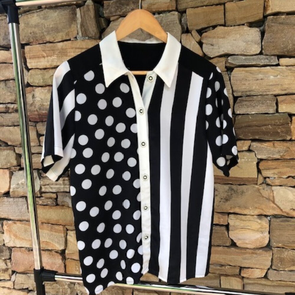 Modern polka dot and stripe shirt